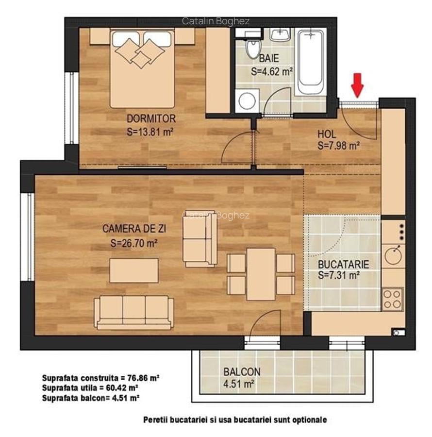 APARTAMENT 2 CAMERE, IN TRACTORUL, LA 590 M DE CORESI MALL - 2