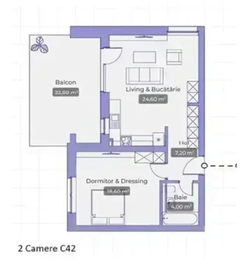 Apartament cu 2 camere decomandat în Băneasa - 6