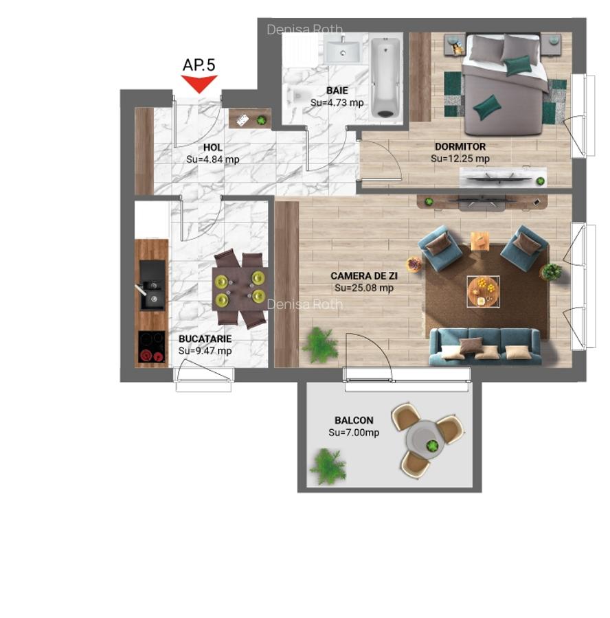 Apartament cu 2 camere decomandat în Nord - 7