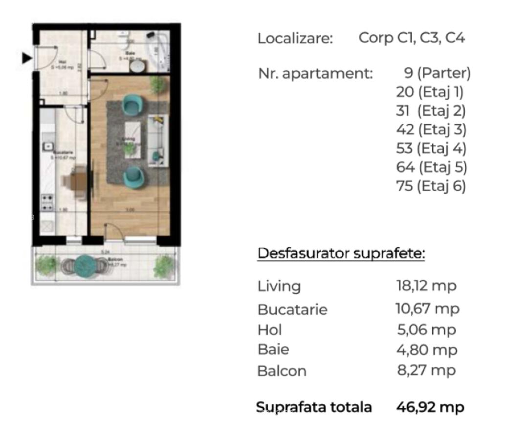 Garsoniera decomandata la 7 minute Metrou Berceni - 7