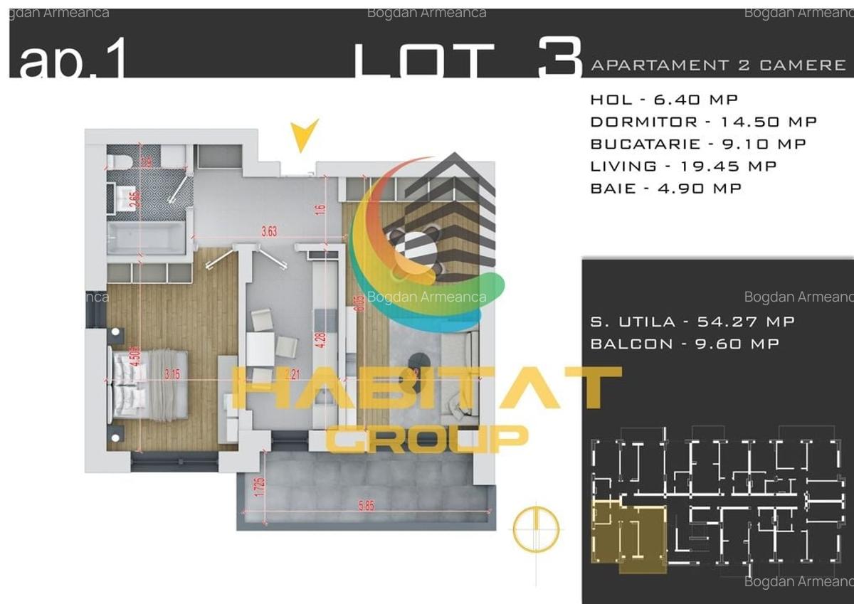De vanzare, apartament cu 2 camere decomandat in Pallady, zona Nicolae Teclu - 2