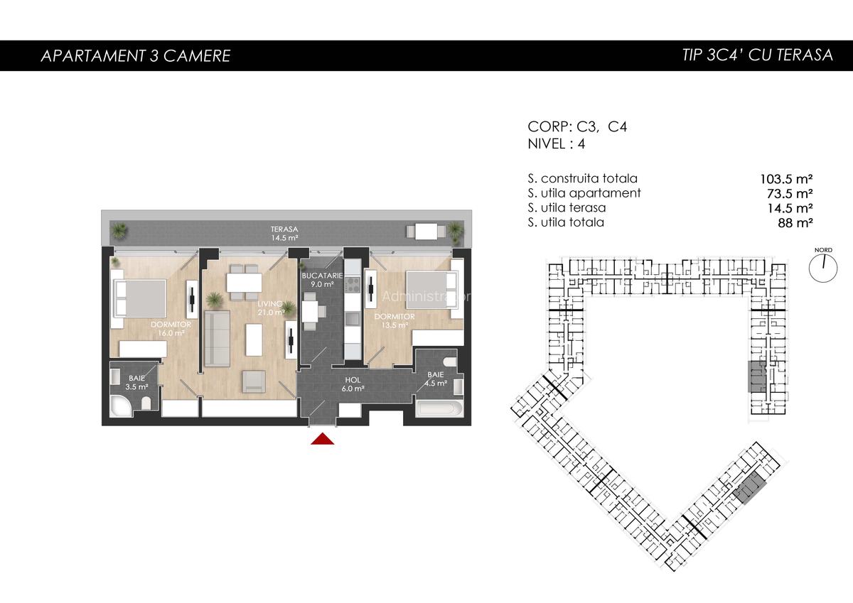 Apartament cu 3 camere decomandat în Străulești - 13