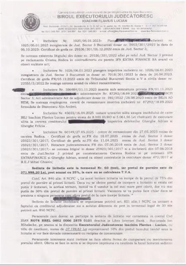 Ap 3 camere Titan Barajul Dunarii - Licitatie - 2
