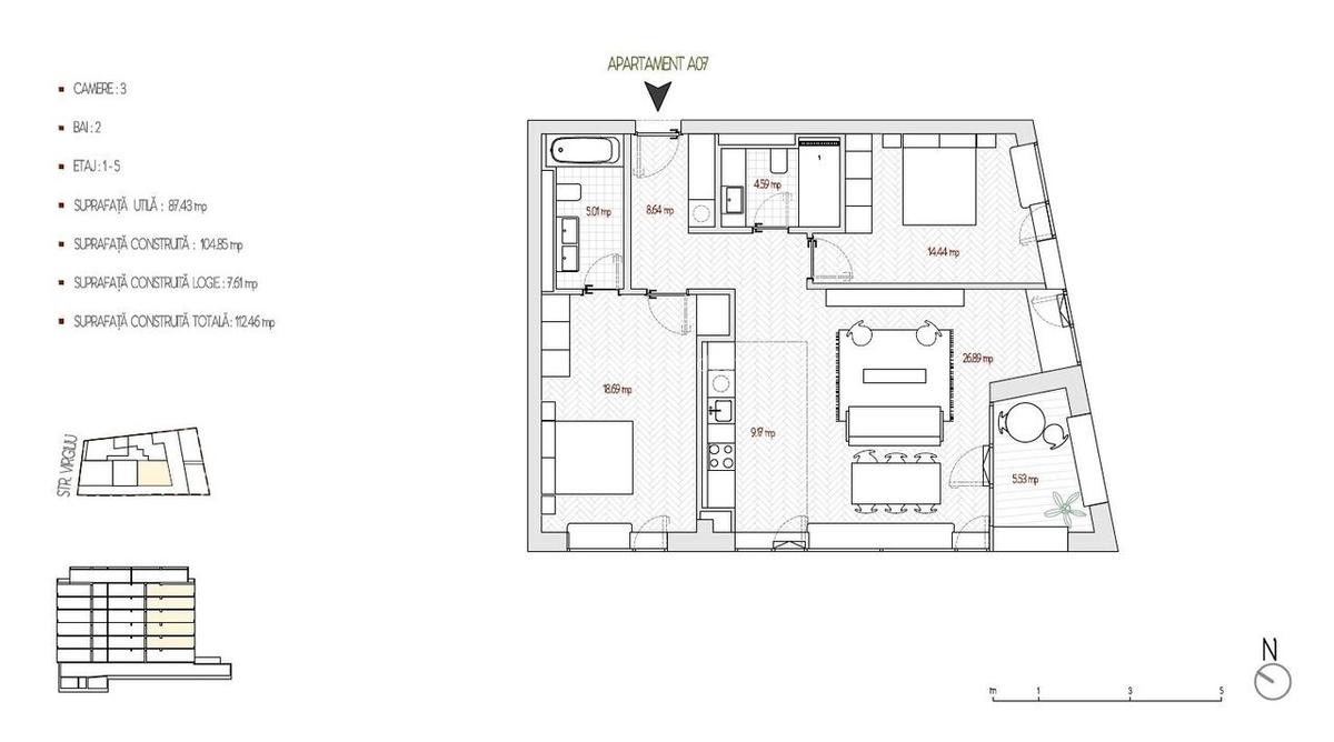 3 CAMERE || 2 BAI || ULTIMUL DISPONIBIL || VIRGILIU - 15