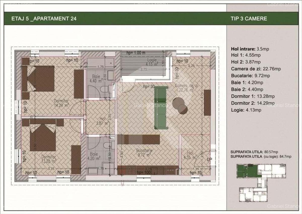 Duplex 3 camere cu terasa de 85mp in bloc nou, zona Nerva Traian, Timpuri Noi ! - 5