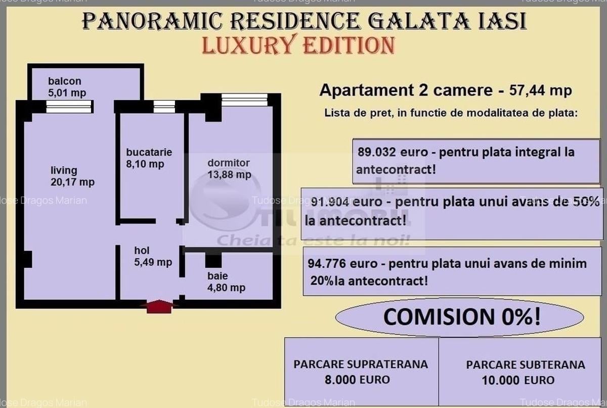 Apartament decomandat de vanzare in Iasi, Galata, 57,44 mp, bloc nou - 2