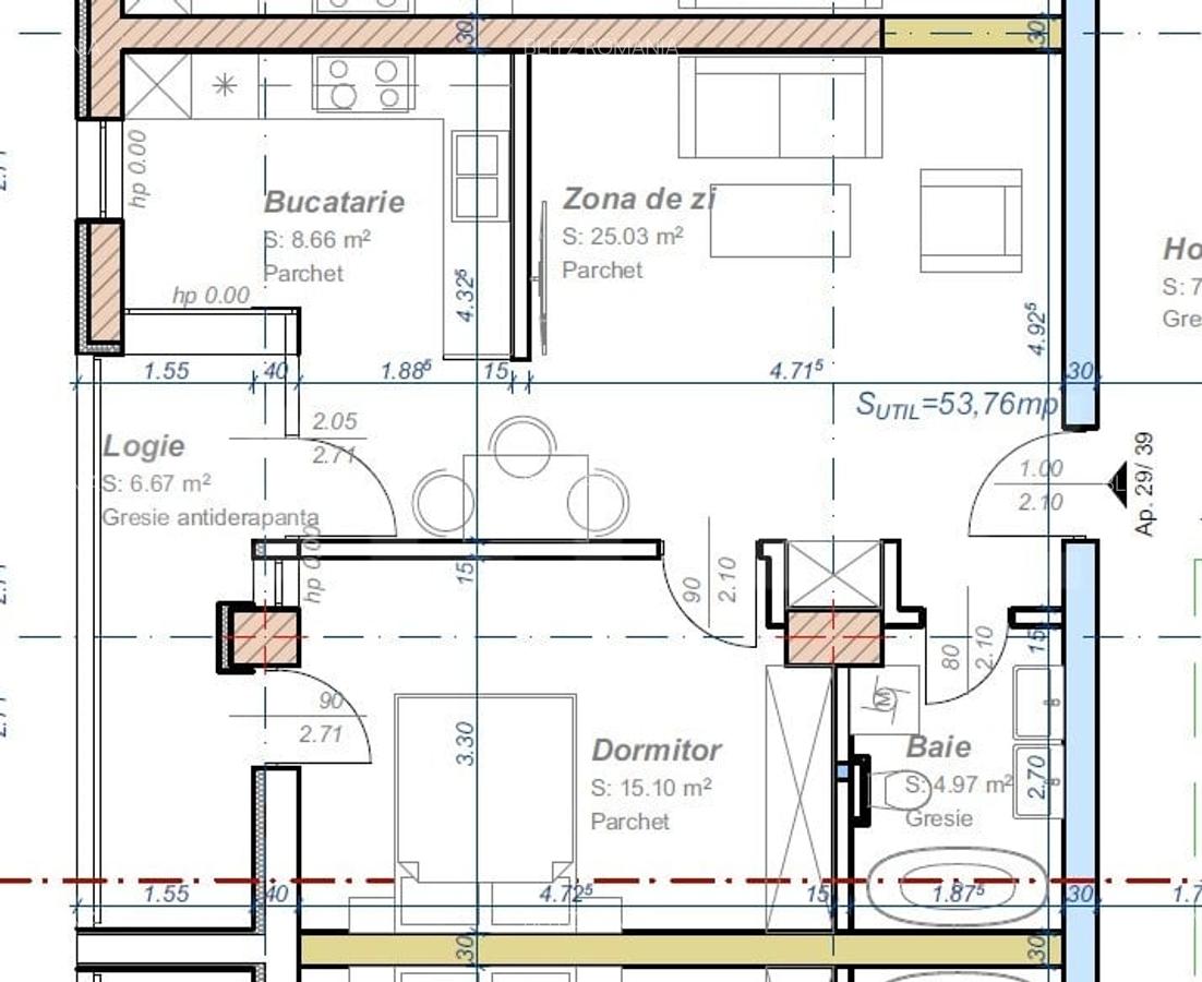 Apartament cu 2 camere, semidecomandat, 53 mp utili, logie 6,67, zona Aradului - 1