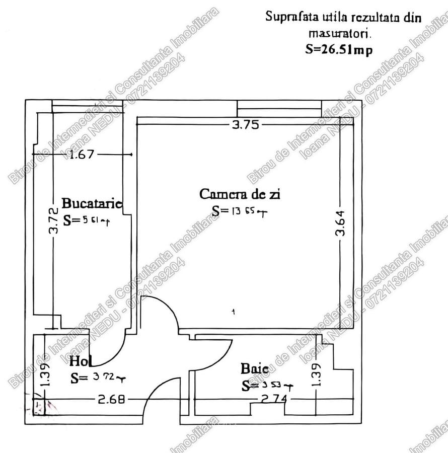 ► Inel II PN-uri Garsoniera Decomandata 26,51m² Incadrata Gazele in Casa Etaj 3 - 1