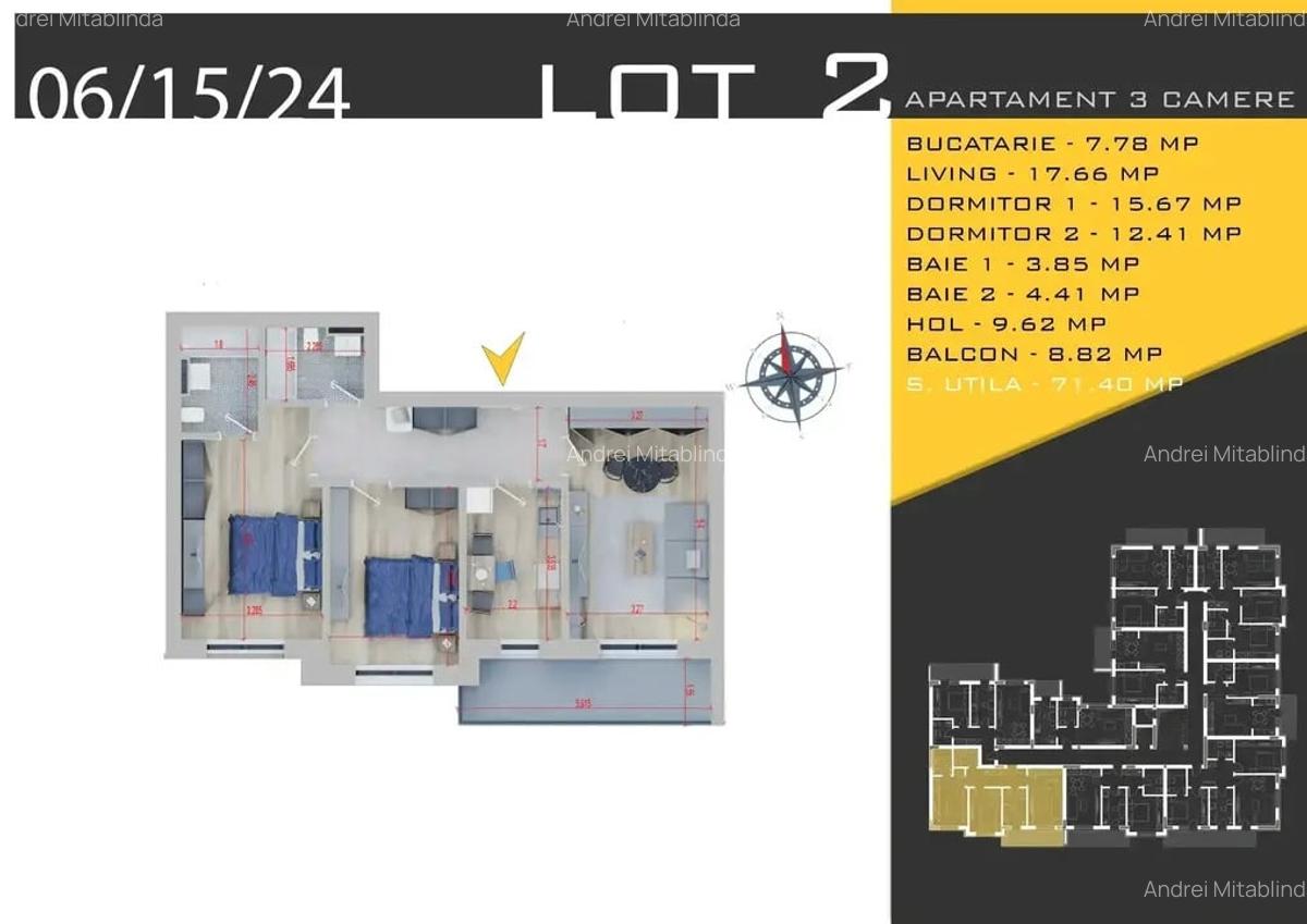 Apartament cu 3 camere decomandat în Titan - 2