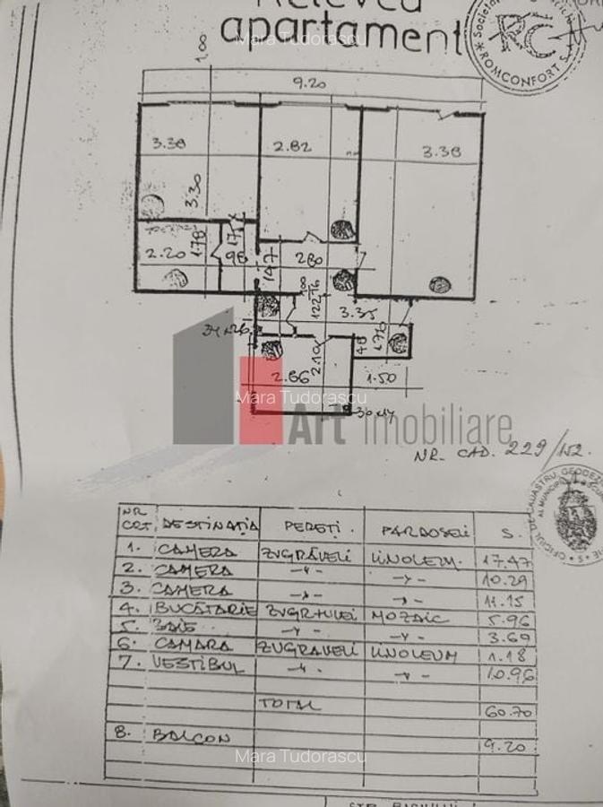 Vânzare apartament decomandat 3 camere cu centrală - Str. Baciului - 15