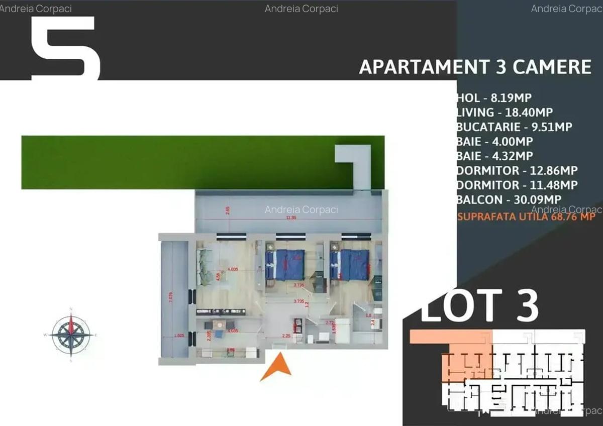 Apartament 3 camere cu grădină -Titan/ Parcul Teilor - 4