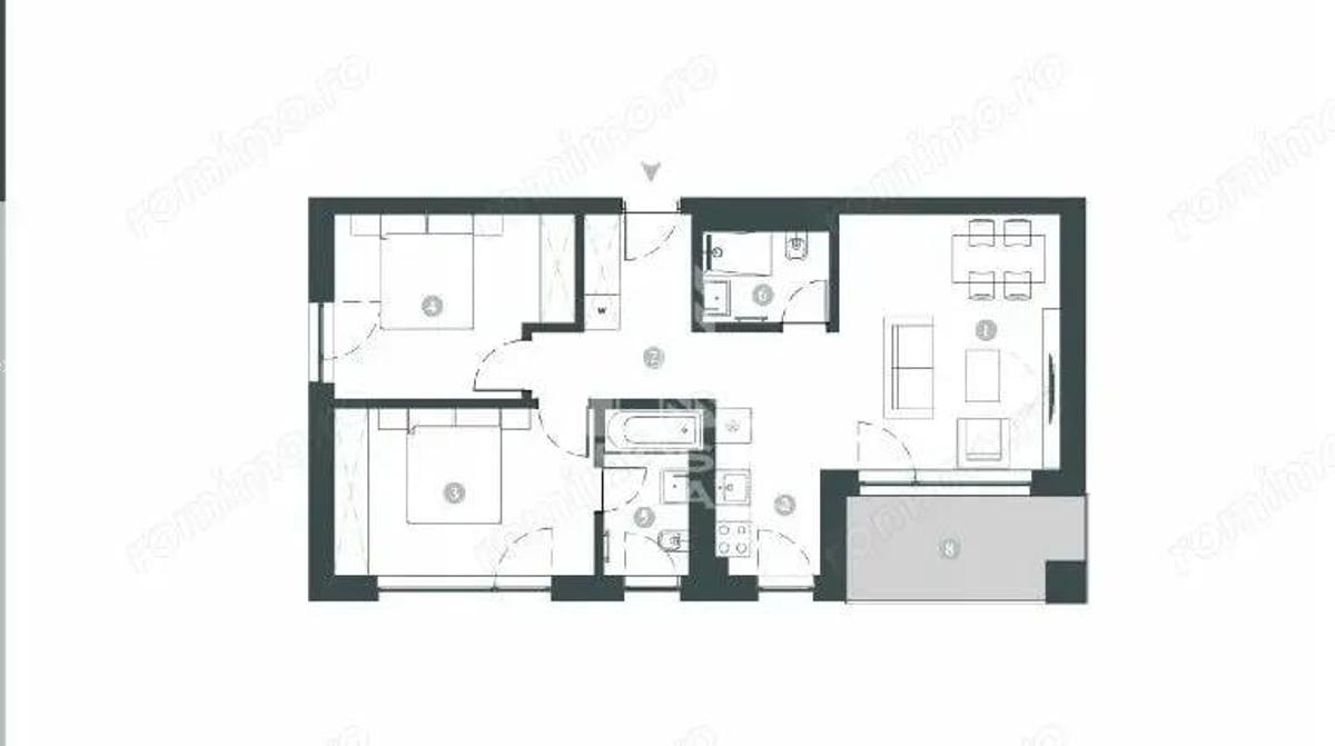 Apartament cu 3 camere, 2 bai, decomandat, incalzire in pardosela - 1 Apartament cu 3 camere, 2 bai, decomandat, incalzire in pardosela - 1