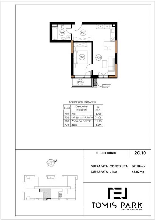 Studio dublu în complexul rezidențial Tomis Park - Faza a II-a - 2