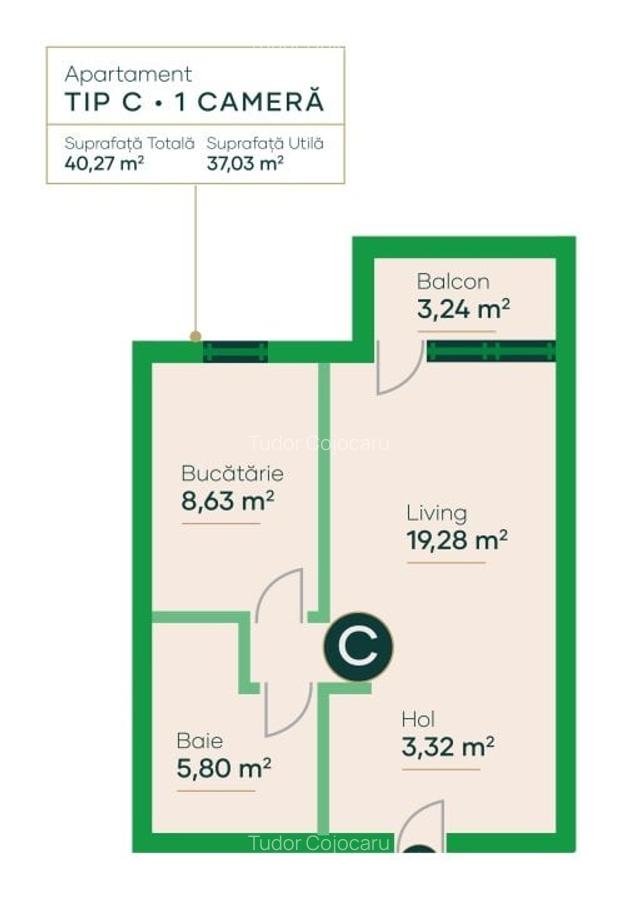 Apartament 1 camera FINALIZAT, 40 mp, bloc NOU, Podu Ros - Jumbo - 4