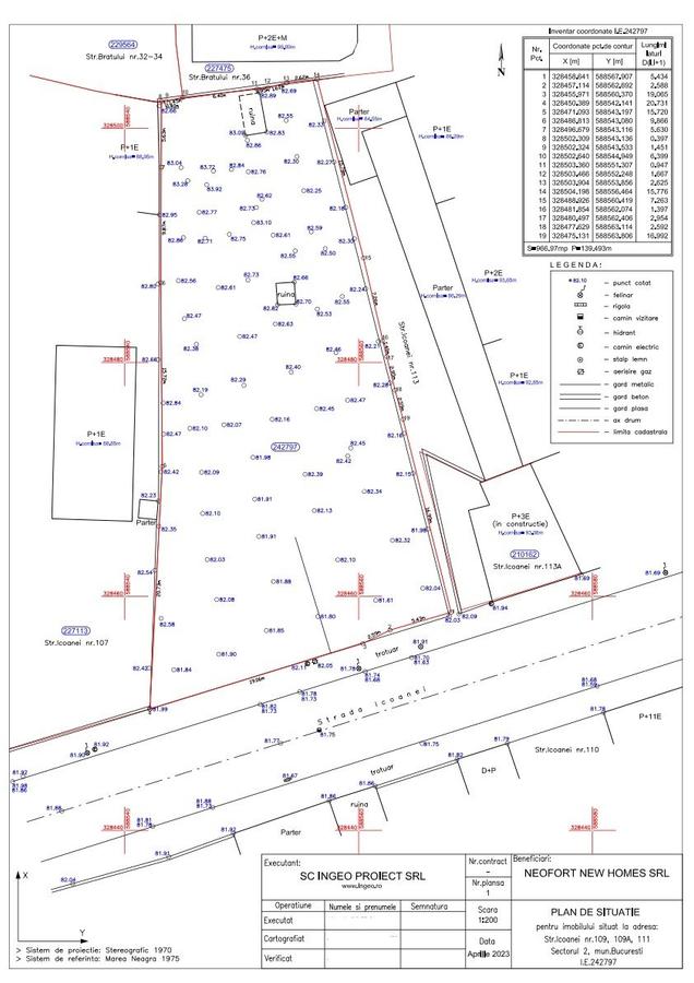 Teren ICOANEI, Autorizare S 2, 1000mp, CU 20.06.25, M2, CUT 3.5 , POT 70%, LIBER - 2