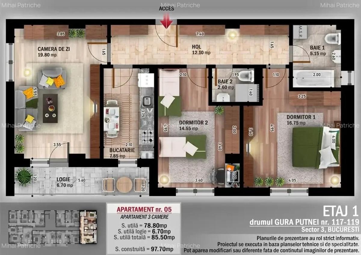 Apartament 3 camere gata de mutat bloc premium Theodor Pallady - 3