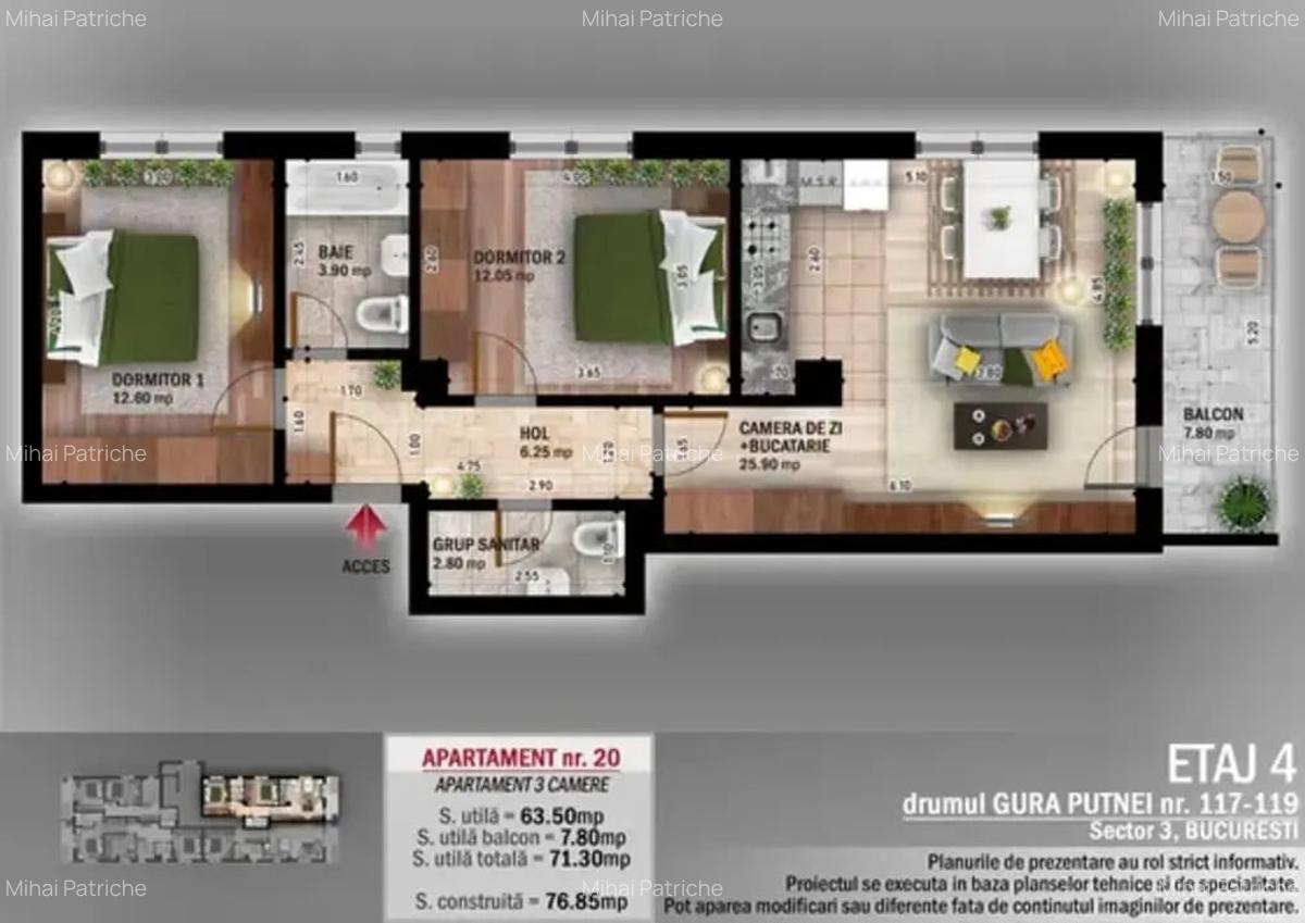 Apartament 3 camere FINALIZAT TVA INCLUS Parcul Teilor Theodor Pallady - 3