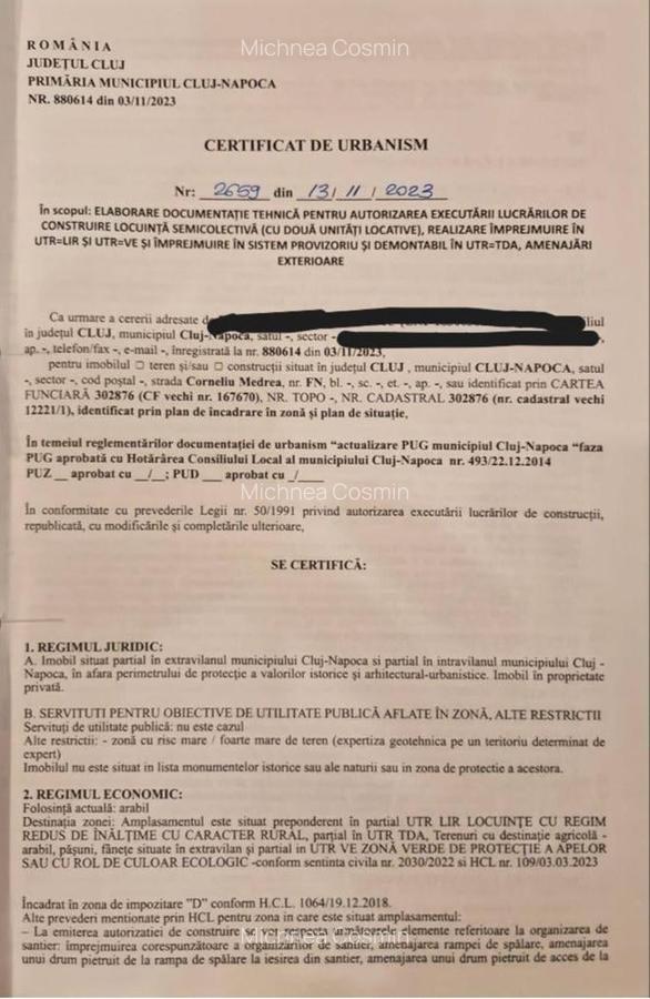 Teren Construcții intravilan de 771 mp, în Iris - 1