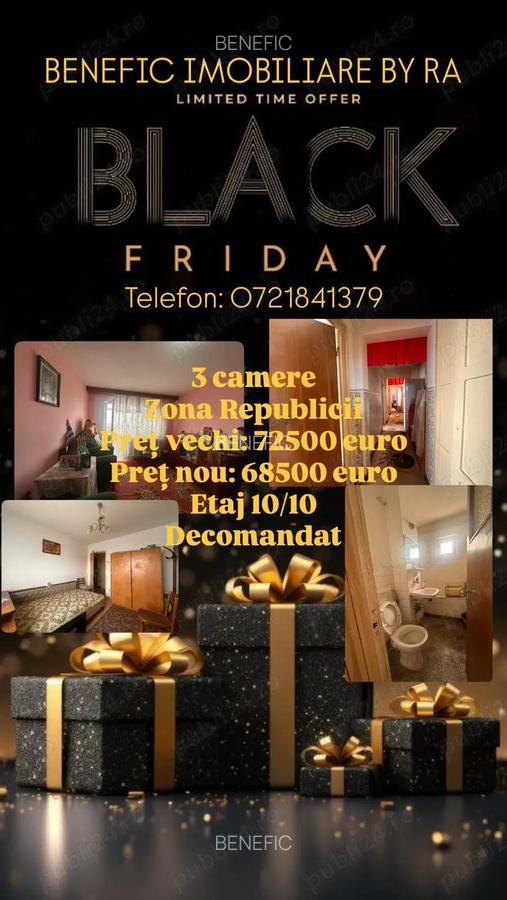 Black Friday-Benefic Imobiliare-ap 3 camere zona Republicii - 1