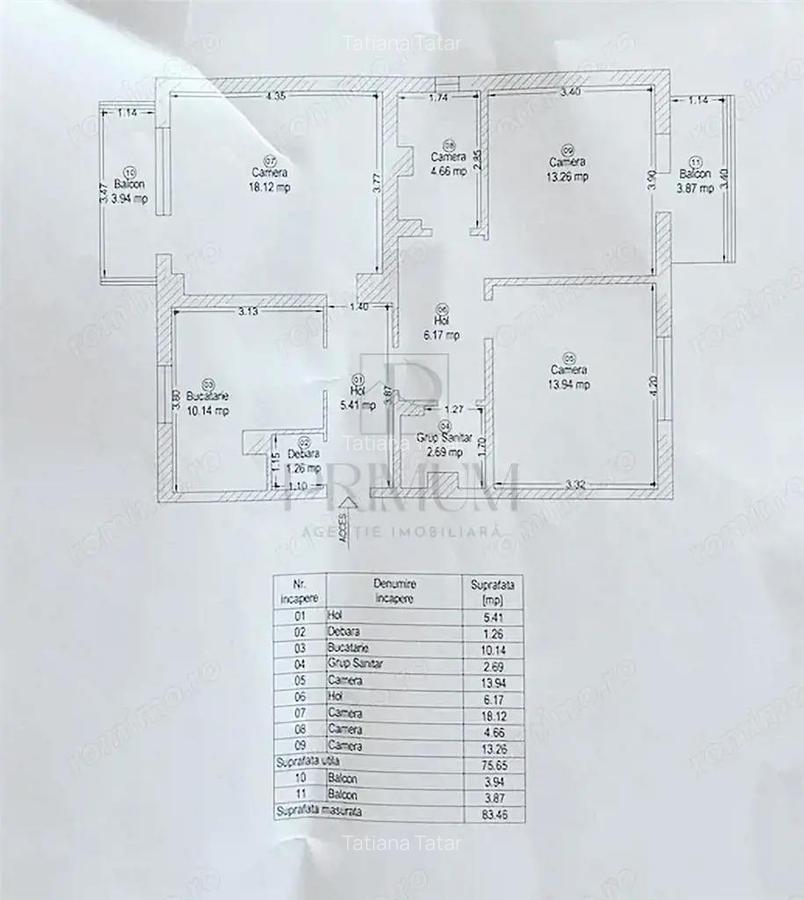 Saguna-Timocului - 3 camere - decomandat - centrala proprie - 2 bai - boxa - CONFORT 1 - 13