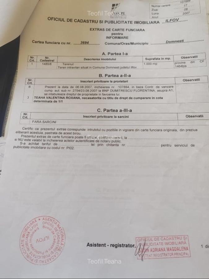 Domnesti, intravilan, 1000 mp - 1