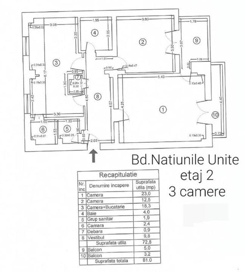 Vanzare apartament 3 camere 81mp  Central - Piata Natiunile Unite - 2
