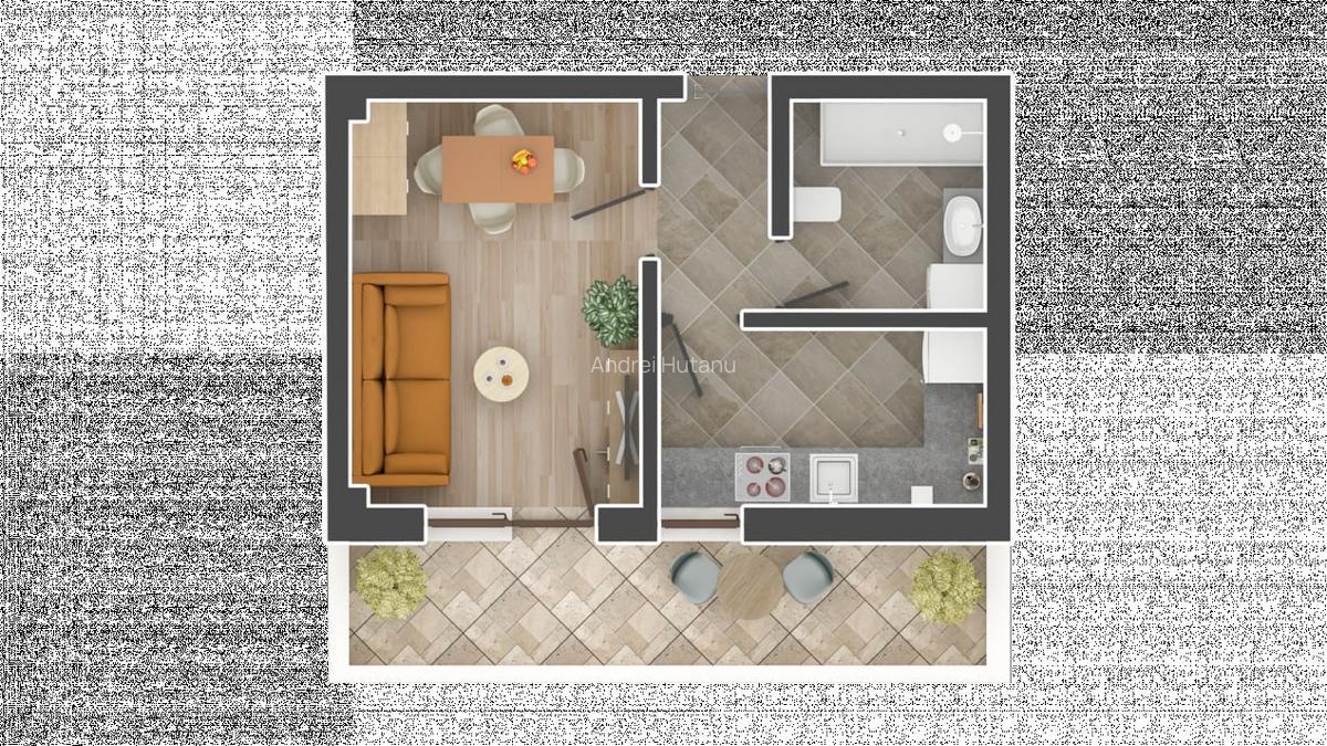 APARTAMENT 1 CAMERA, 30.35 MP UTILI, PARTER, PLATOU GALATA - 2