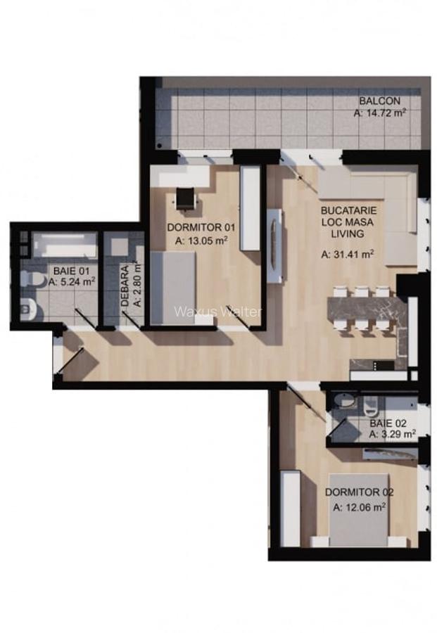 Apartamente semifinisate de 2 si 3 camere, in zona Eroilor / Floresti - 3