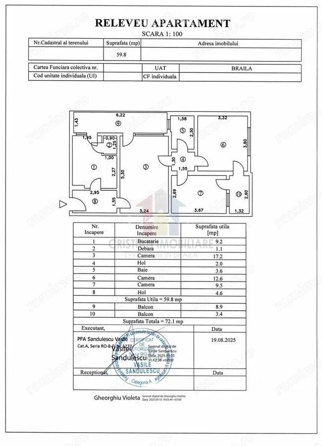 Disponibil Imediat! 3 camere, 72 mp, confort 1, Viziru 1 - 1