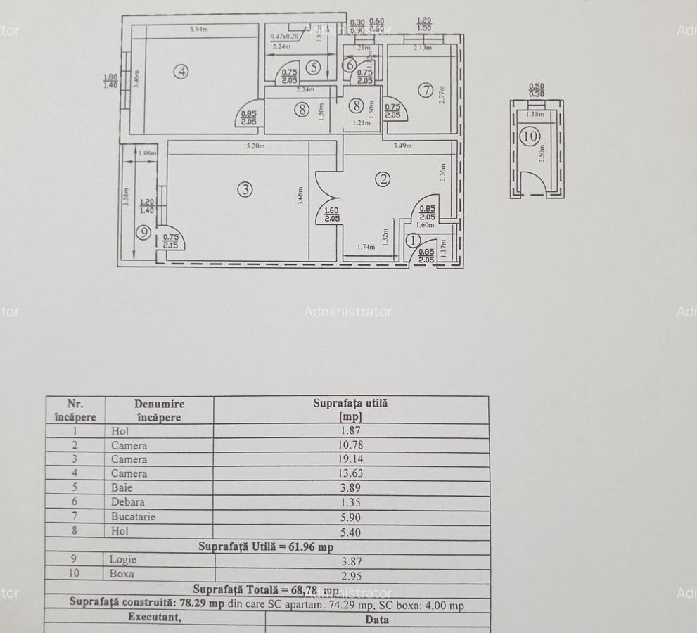 Apartament 3 camere, cu boxa, zona BCR - 13