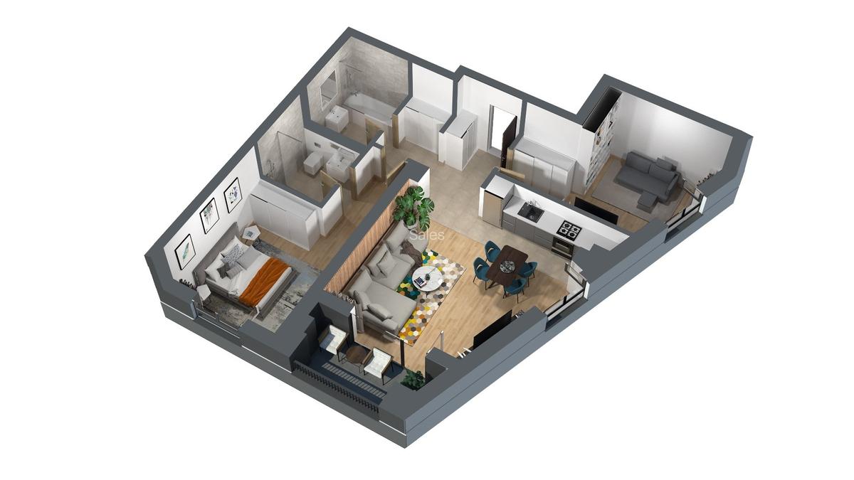 Apartament cu 3 camere semidecomandat în Central - 2