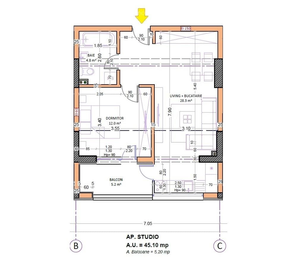 2 camere tip Studio 50.3mp - Metrou Berceni - Proiect Nou - Predare 2026 - 3