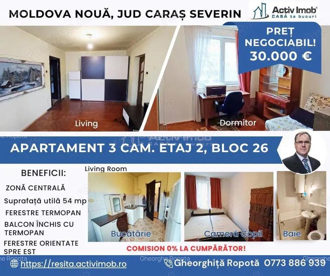 Apartament 3 cam. et. 2 in Moldova Nou #259; - 3