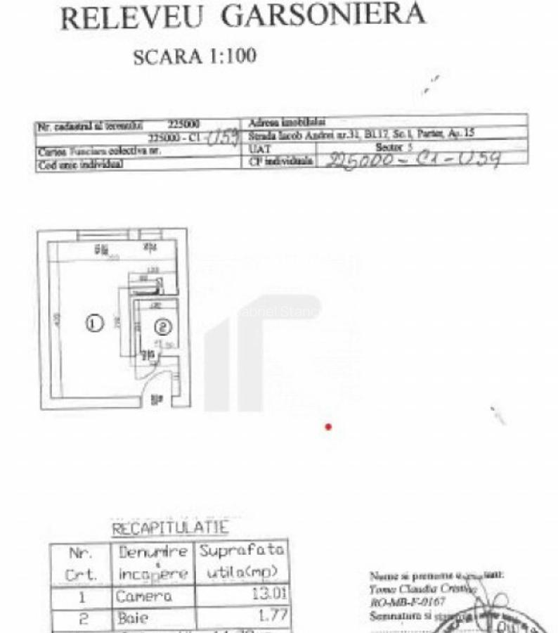 Garsoniera situata la parter, Str Iacob Andrei, bloc civiliz - 2