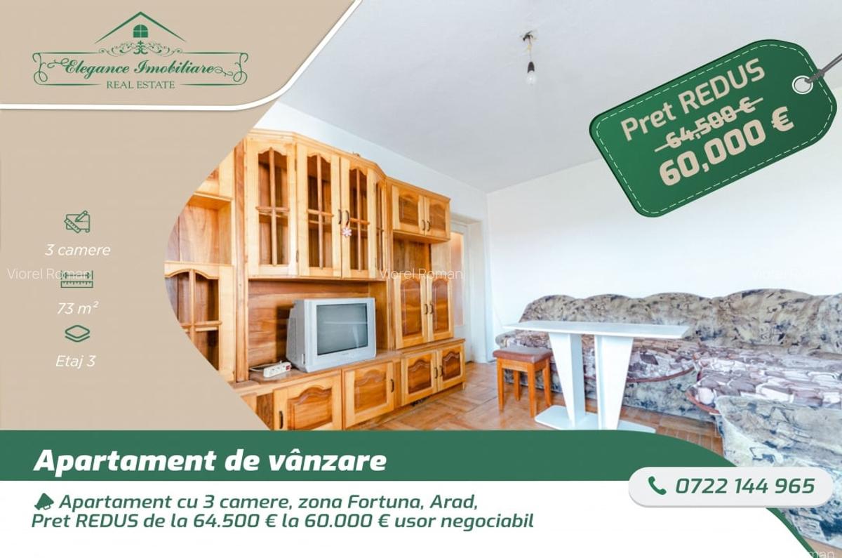 Apartament cu 3 camere, zona Fortuna, Arad - 1