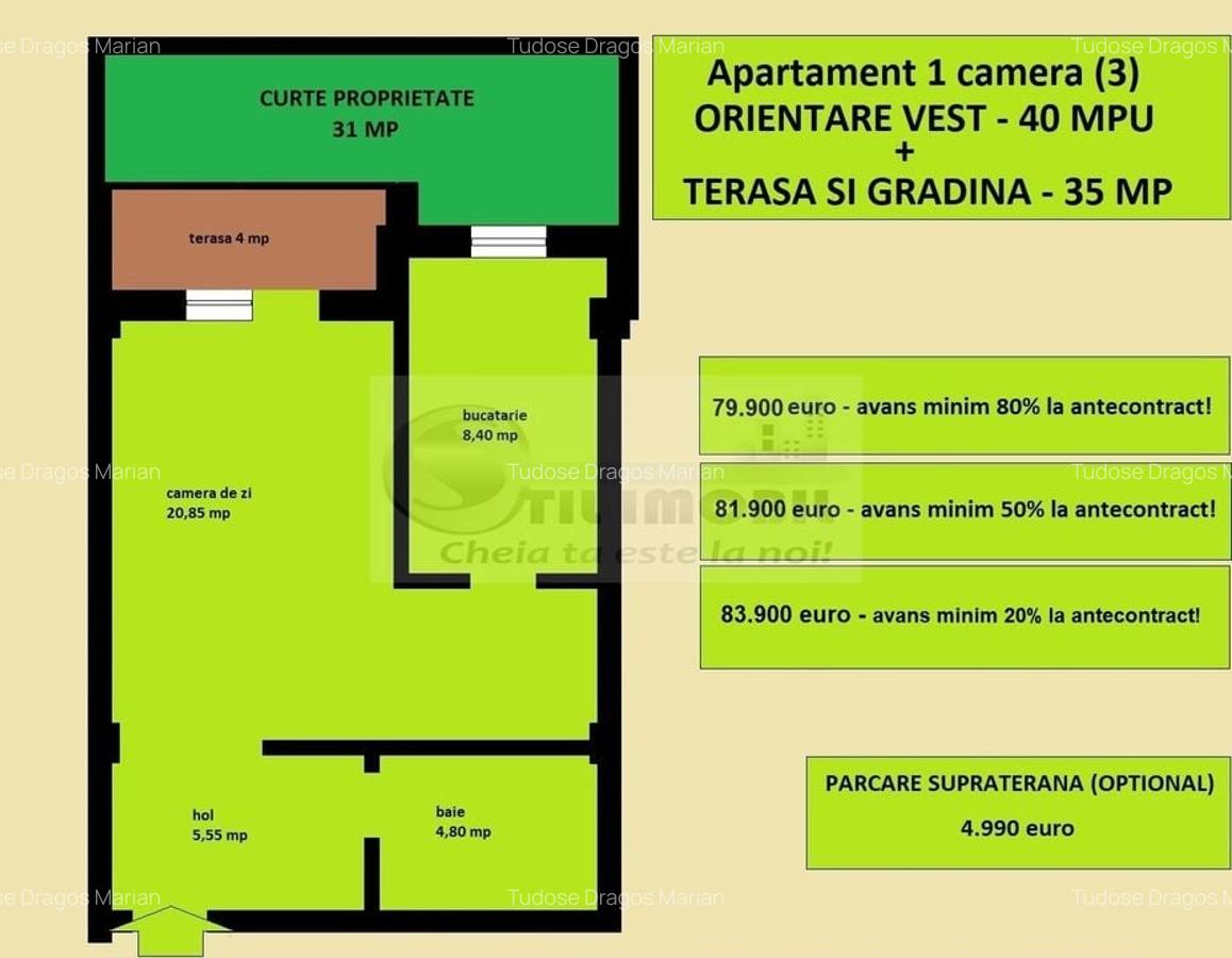 Apartament, 1 camera de vanzare in Iasi Valea Lupului, gradina proprie - 2 Apartament, 1 camera de vanzare in Iasi Valea Lupului, gradina proprie - 2