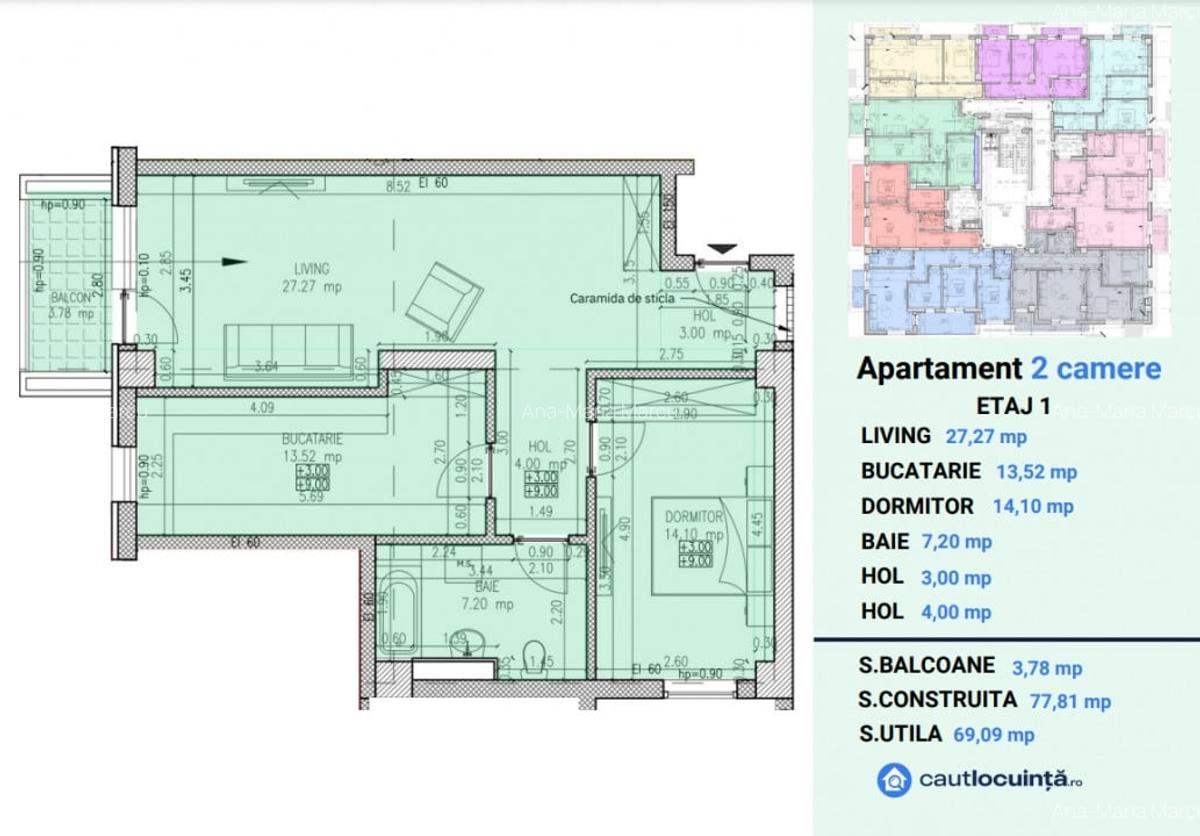 Apartament cu 2 camere semidecomandat în Sisești - 9