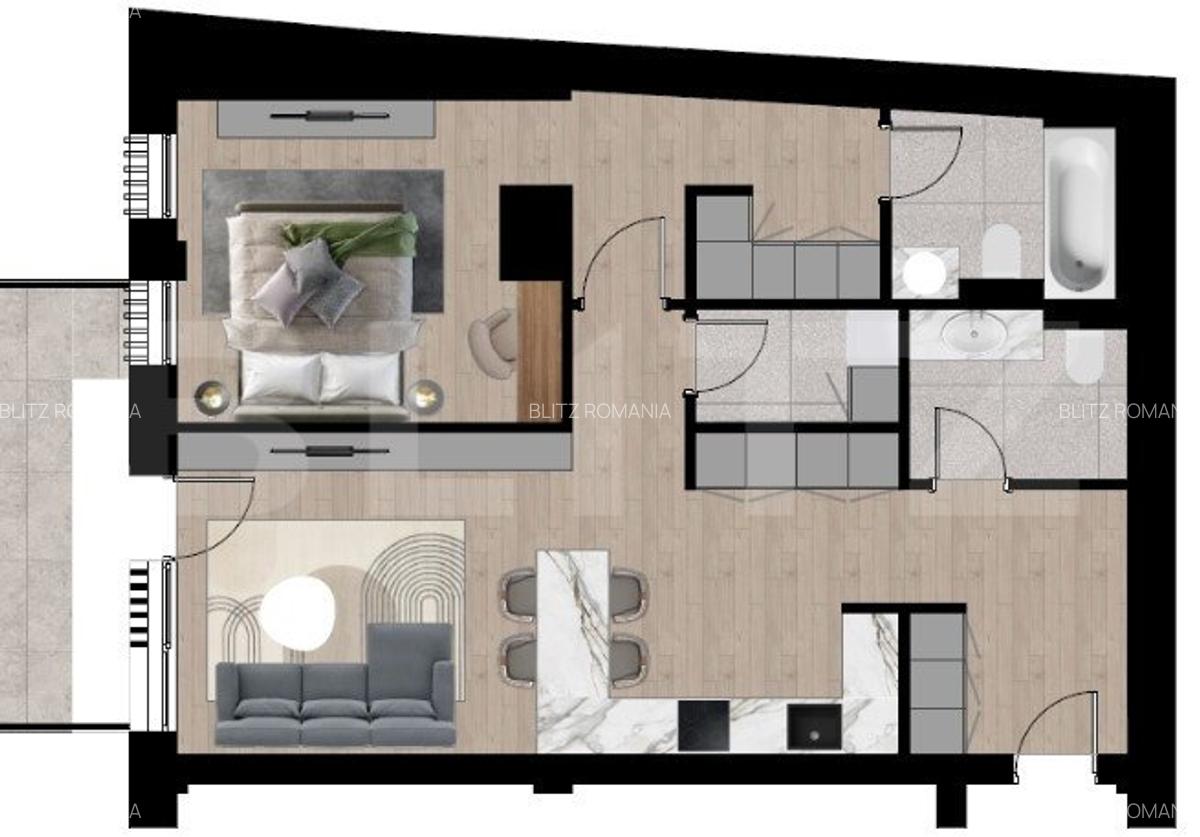 Apartament exclusivist, 91,11 mp, 2 bai, bloc nou - Zona Dacia - 1