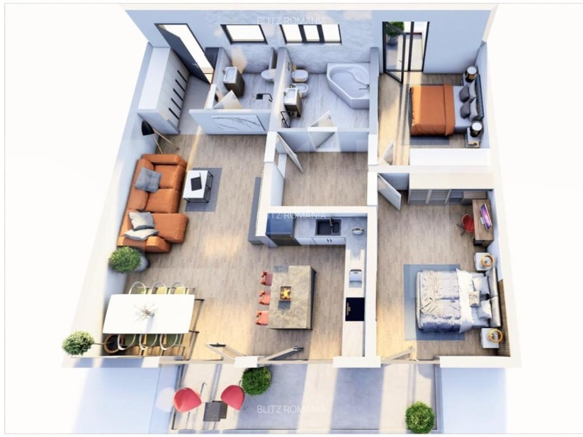 Apartament cu 2 camere, etaj intermediar, terasa, Braytim - 3