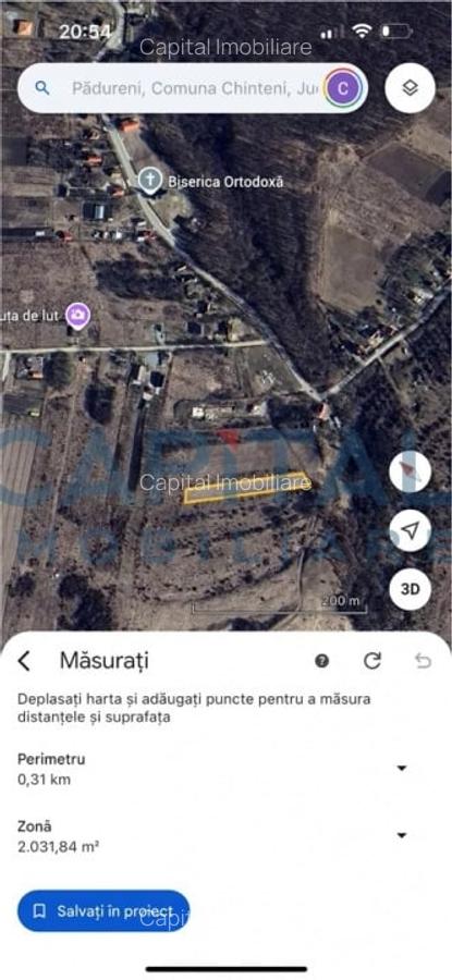 Teren intravilan 2200mp, Front 16m, sat. Padureni, Chinteni - 2