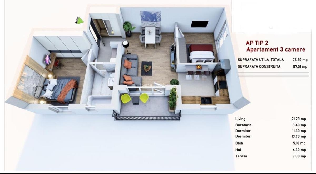Apartament cu 3 camere decomandat în Sânpetru - 2