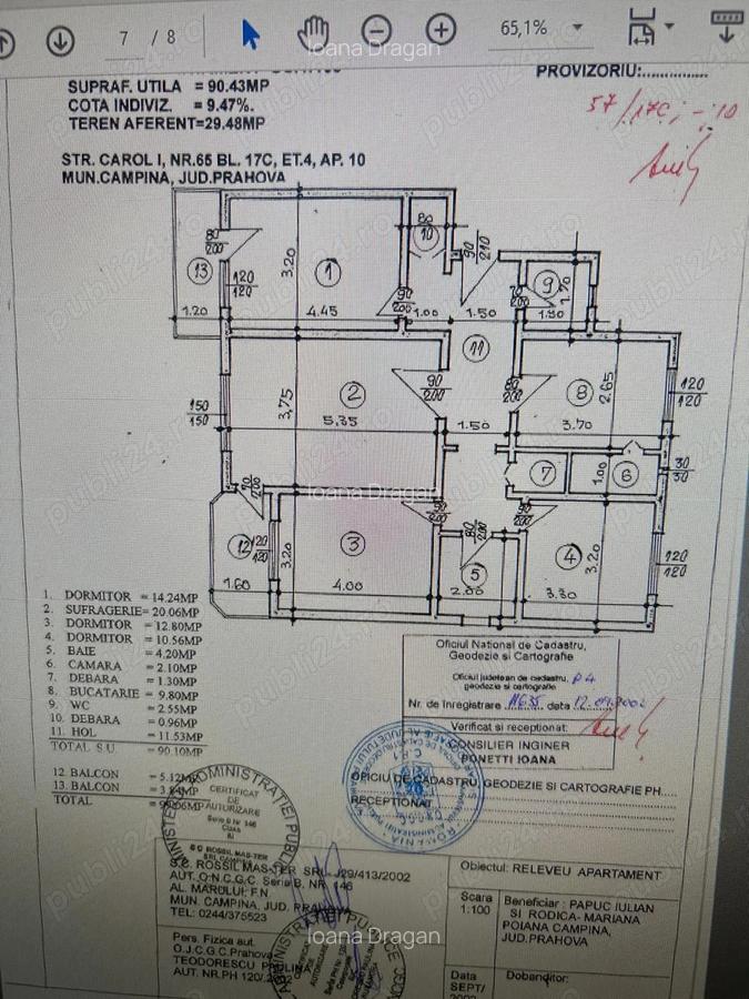 Apartament spa?ios de vanzare, ultracentral, 4 camere , decomandat, 99 mp - 9