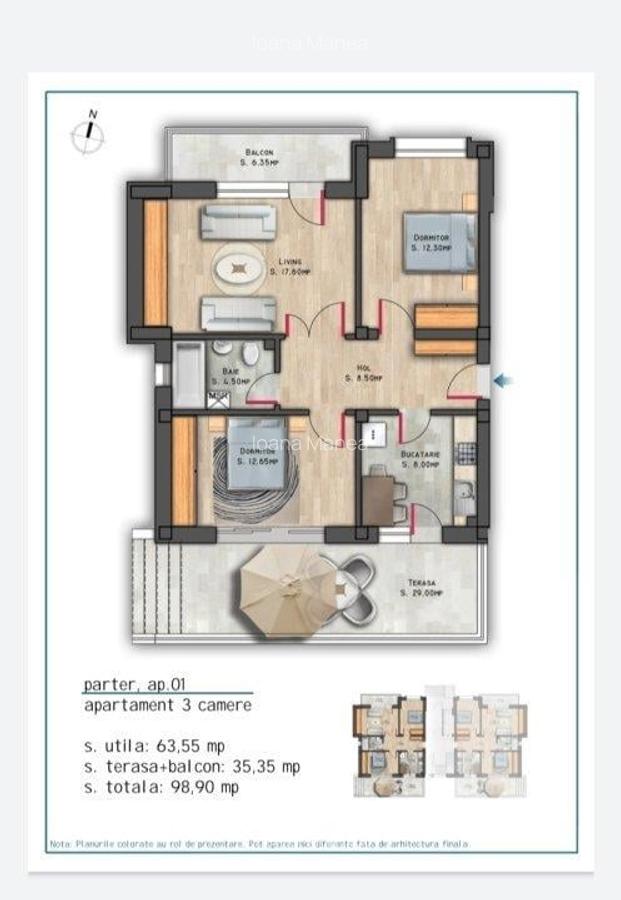 Vanzare apartament 3 camere,  Nicolae Grigorescu, bloc 2025, etaj 1/3, decomanda - 12