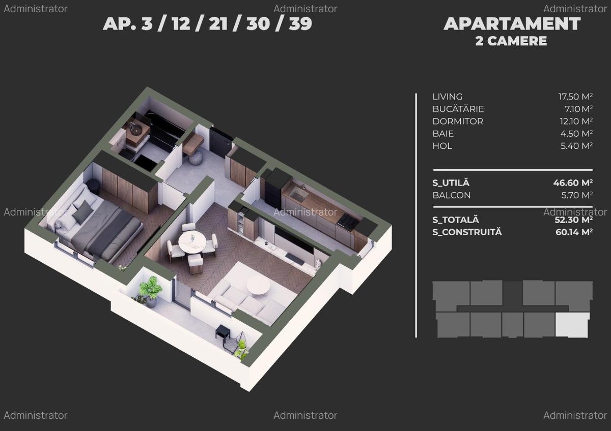 Apartament 2 camere, compartimentare excelenta, bloc nou, lift, Comision 0 - 10