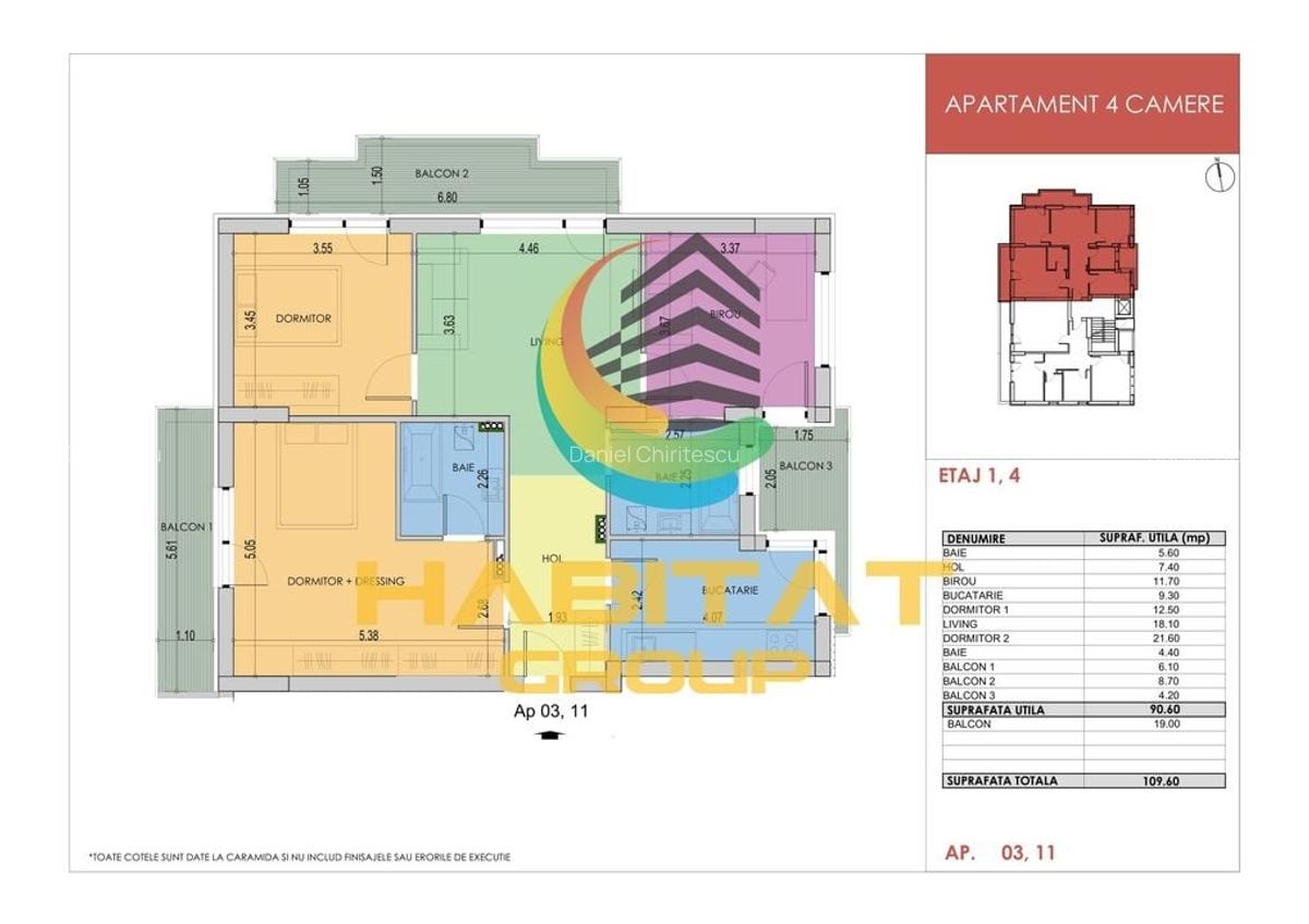 Apartament 4 Camere Decomandat 109.6Mp Bloc Nou Grand Arena - 2