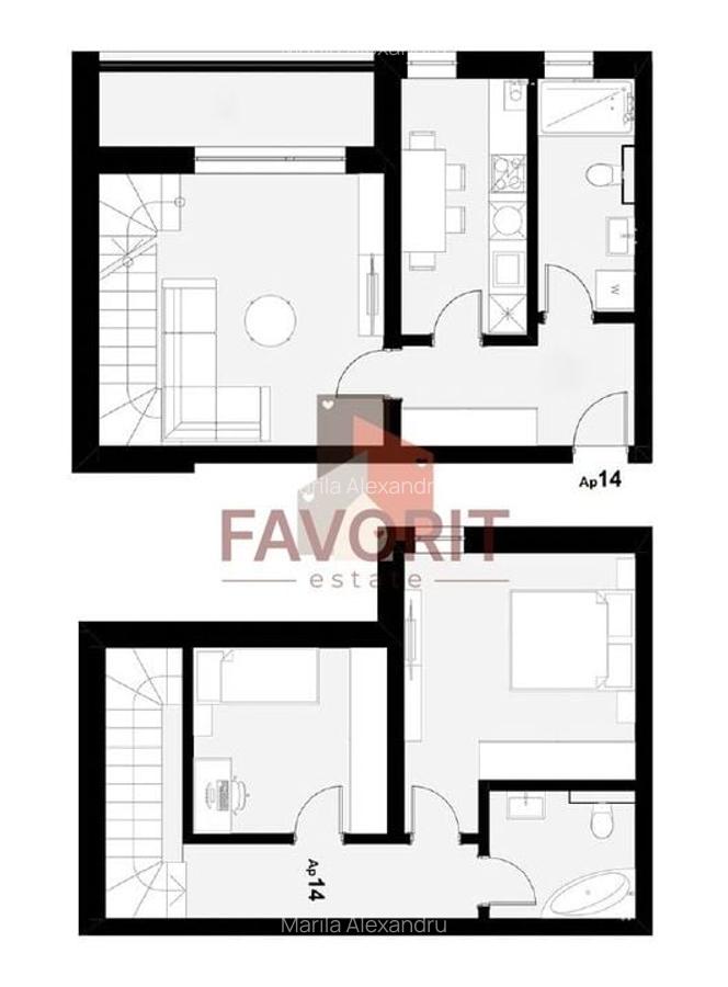 Apartament cu 4 camere pe 2 nivele. 108 mp utili. Comision 0% - 21