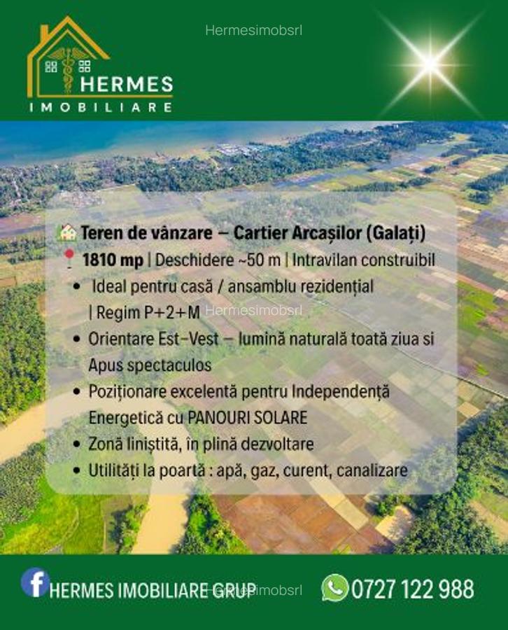 Teren intravilan construibil 1810 mp ( 2 loturi) in ARCASILOR , Galati - 1