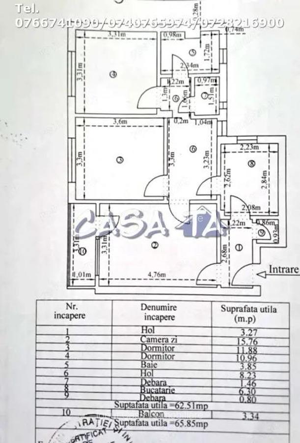 Apartament 3 Camere, Etaj 4, Strada Aleea Teilor - Zona 9 Mai - 1