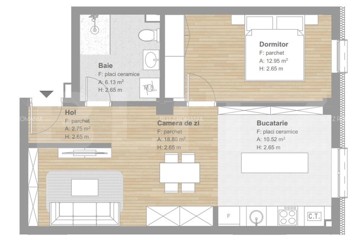APARTAMENT FINISAT, 51mp, tva inclus, ansamblu nou, zona Tineretului - 1