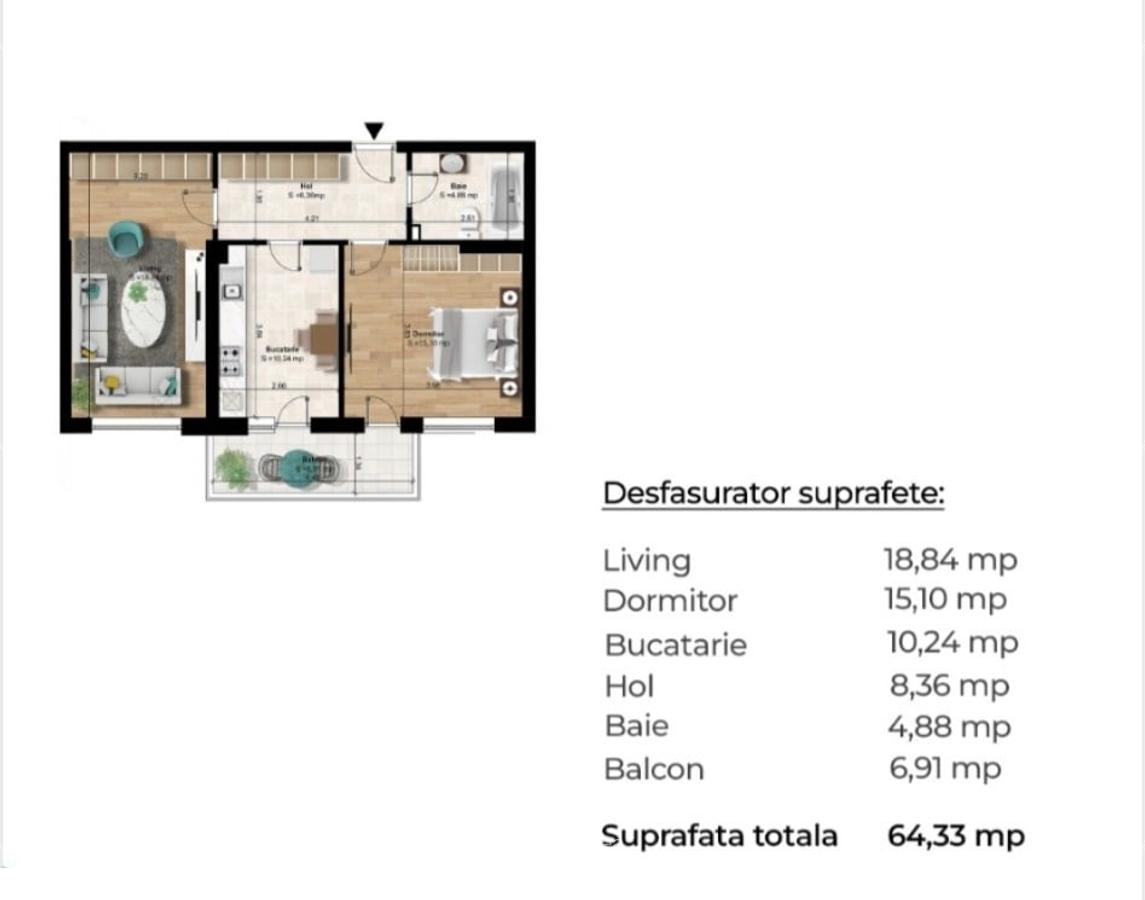 Apartament cu 2 camere, Decomandat, Metrou Berceni - 3